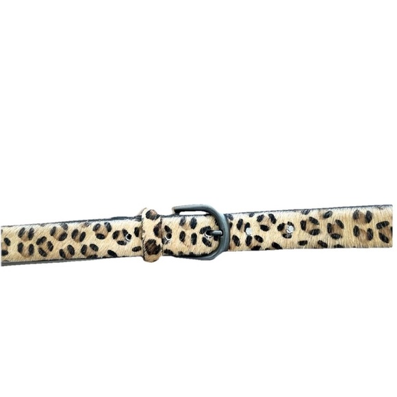 Leather Calf Hair Belt in Leopard Print Women’s Sz M 1” Pewter Buckle 35”-39” main image 6